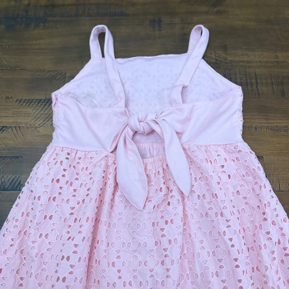 Laura Ashley Kids Pink Eyelet Tiered Bow Back Sundress Large (10-12)‎ NEW